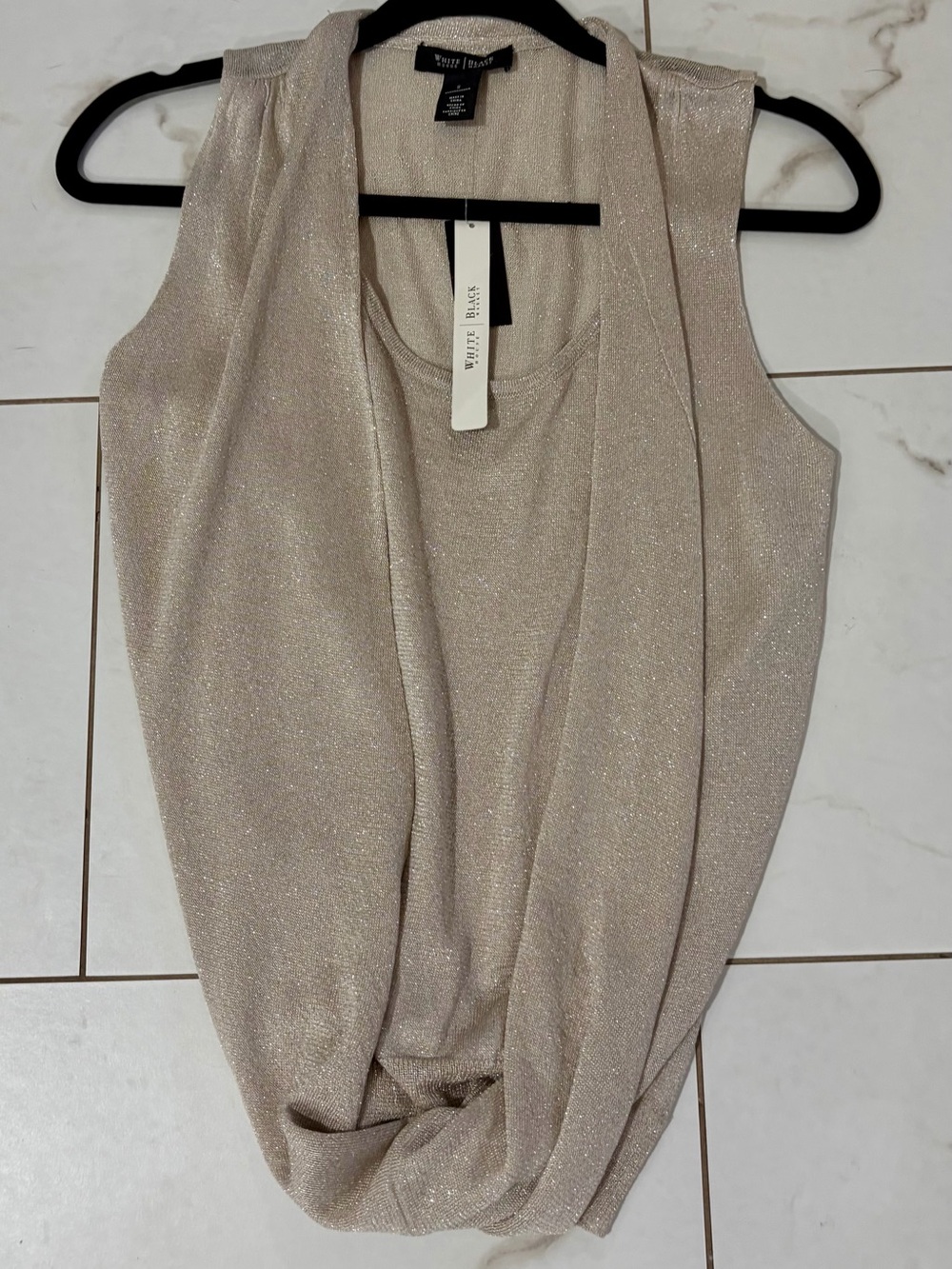 White House Black Market Women's Shimmer Drape Tank Top - Shine Surplice S